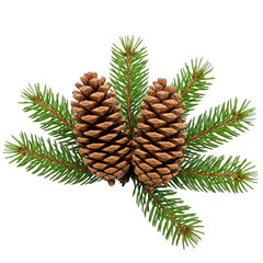 Pine cone and needles illustration isolated on transparent background
