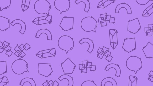 Purple Background with Various Geometric Shapes.