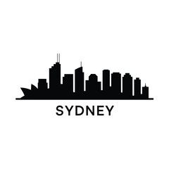 Obraz premium Sydney skyline silhouette with the city name prominently displayed below