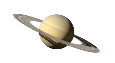 Saturn planet with rings isolated PNG, detailed gas giant on transparent background for astronomy and science education © Matej