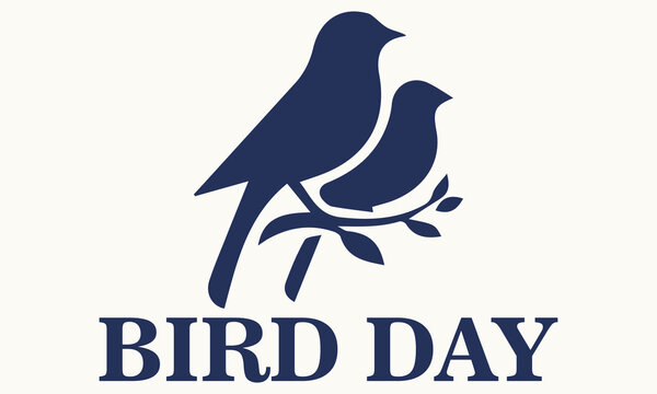 Bird day icon. Bird day vector illustration. Bird logo design. Two birds perched on branch celebrating bird day