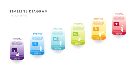 Fototapeta na wymiar Business roadmap timeline infographic with 6 steps milestones elements, banner, diagram, and icon, vector.