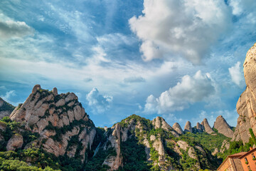 Fototapeta premium The monastery of Santa Maria de Montserrat is a Benedictine abbey located on the Montserrat mountain, belonging to the Bages region, province of Barcelona, ​​Spain.