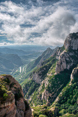 Fototapeta premium The monastery of Santa Maria de Montserrat is a Benedictine abbey located on the Montserrat mountain, belonging to the Bages region, province of Barcelona, ​​Spain.