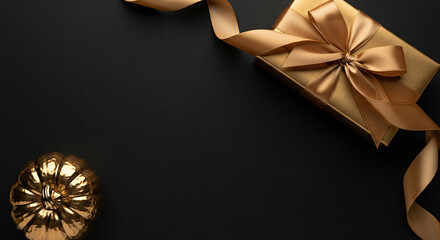 Present and Pumpkin Golden Themed with Transparent Background