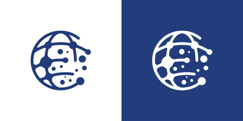 Dual meaning logo combining global and technology elements, symbolizing worldwide connectivity, digital innovation, advanced systems, and modern global tech solutions.