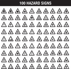  Black silhouette hazard icons