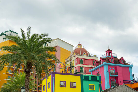 Tourist resort with colourful buildings