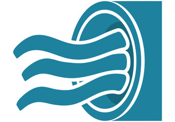 Obraz premium Cooling system icon. Modern teal and white design. Represents home comfort and efficient air circulation. Clean, graphic style for commercial use.