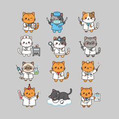 Kawaii Cat Doctors and Other Professions Collection