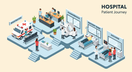 Hospital Patient Journey Infographic Illustration.