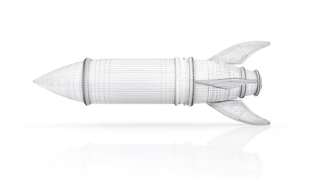 White rocket illustration on white background futuristic space concept