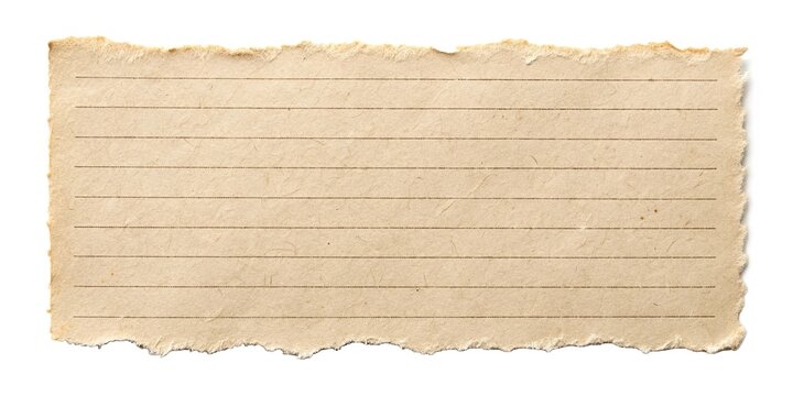 Brown lined paper with a torn top edge. Aged and rustic design element perfect for journaling, scrapbooking, and vintage-style backgrounds.