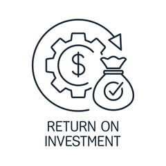 Return on investment. Invest money to make a profit.Vector linear icon illustration isolated on white background.