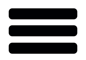 Fototapeta premium Black menu icon with three horizontal lines on white background vector illustration