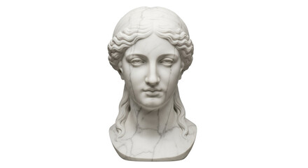 Obraz premium Marble bust of a woman PNG isolated on transparent background, classical sculpture of a female figure for art and design projects