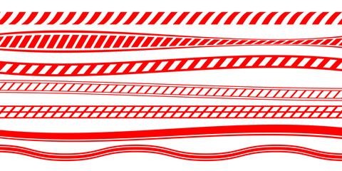 Obraz premium Set of Red and White Patterned Decorative Borders and Divider Lines on White Background for Graphic Design, Festive Invitations, and Branding Projects