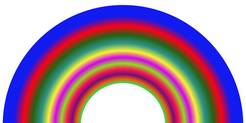 Fototapeta premium Minimalist Colorful Semicircle Rainbow Graphic Featuring Neon Primary and Pastel Tones for Weather Concepts, Kids' Art, and Abstract Vector Illustration