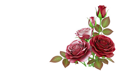 Naklejka premium Red and Pink Roses Arrangement with Leaves