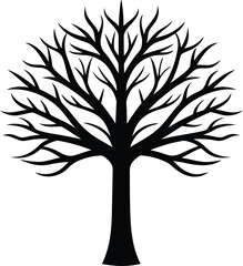 Obraz premium Minimalist bare tree silhouette vector graphic black