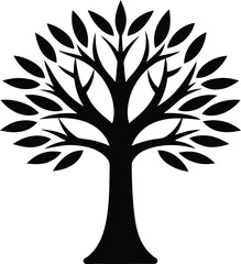 Obraz premium Minimalist Eco Tree Silhouette Black Vector white 7