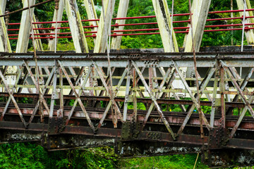Old Metal Railway Bridge with Trusses.