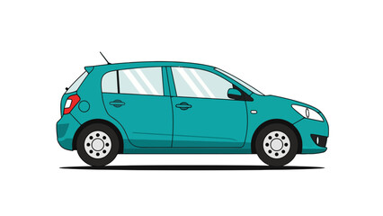 Naklejka premium Teal hatchback car side view