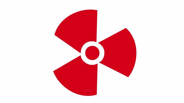 Red radiation hazard symbol isolated on transparent background for danger warning clip art animation. Radioactive trefoil icon for nuclear safety. Toxic waste alert sign for industrial and scientific.