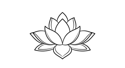 Fototapeta premium Simple black and white lotus flower illustration.