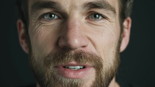 Close-up portrait of a bearded man with a subtle smile.