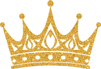 A sparkling gold glitter crown with elegant cutout details, symbolizing luxury, royalty, and celebration © Baby AI