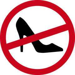No high heels allowed red prohibited sign vector illustration
