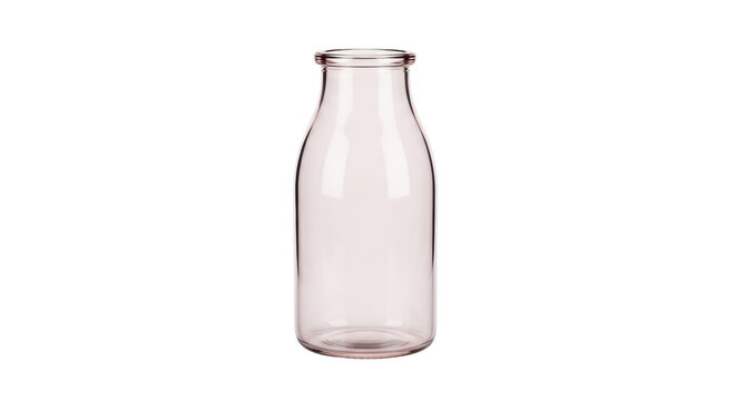 Empty glass milk bottle isolated PNG, vintage style container for dairy products and beverages on transparent background