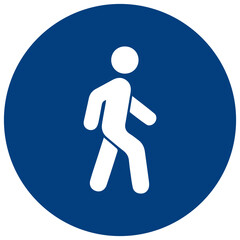 Pedestrian pathway blue mandatory traffic sign vector illustration