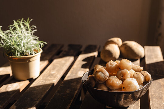 Dehydrated potatoes from the Peruvian Andes known as Chu&ntilde;o