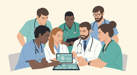 Obraz premium A serene minimalist illustration of a person using a laptop, ideal for tech-focused content and modern design aesthetics.