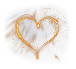 Captivating glowing heart with golden light, an abstract art love symbol, perfect as a digital illustration for romance and passion.