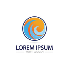 Creative Water Park Logo Featuring Ocean Waves Splash And Playful Energy