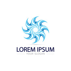 Ocean Wave Park Logo Featuring Dynamic Water Motion And Refreshing Blue Identity