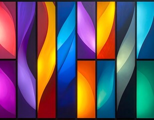Fototapeta premium Colorful panels of flowing gradients, creating abstract vertical shapes