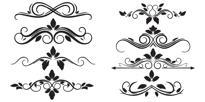 Set of black scroll embellishments for design collection vector illustration eps 10