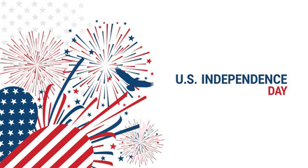 Obraz premium Vibrant celebratory fireworks illustration with festive bursts of color and patriotic motifs, perfect for national holiday greetings and event invitations