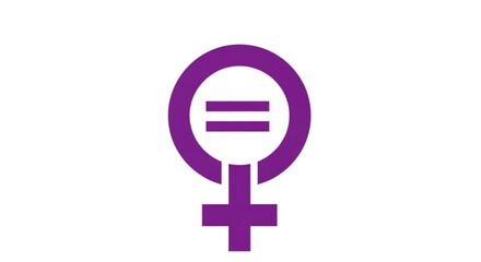 Obraz premium Purple female symbol with equality sign representing women's rights and gender equality