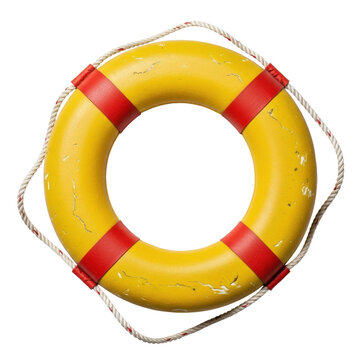 Yellow Life Buoy Red Stripes Rope