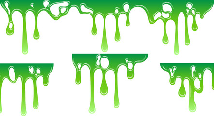 Fototapeta premium Green goo dripping graphic elements