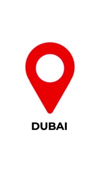 Location of the city of DUBAI ,the name of the place with the location has been displayed. GPS location tracking icon. Location pin icon search location idea for travl and gps navigation