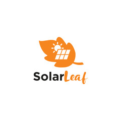 Solar Leaf Logo Vector Simple Technology