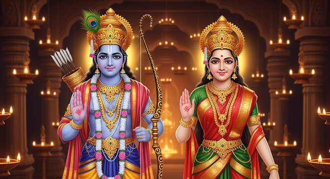 Lord rama and sita image hd wallpaper for ram navami festival hindu god and goddess pictures