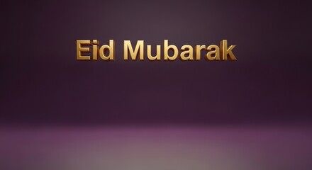 Fototapeta premium Eid Mubarak gold text on purple background ramadan kareem islamic eid mubarak background download 2026 2027