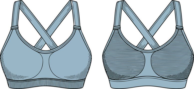 Light Blue Sports Bra Vector Illustration &ndash; Criss-Cross Strap Activewear Design